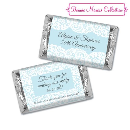 Personalized Bonnie Marcus Anniversary Lace Linen Hershey's Miniatures