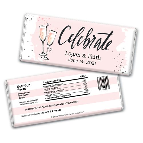 Bonnie Marcus Collection Personalized Chocolate Bar Engagement Pink Champagne Personalized Hershey Bar Wrappers