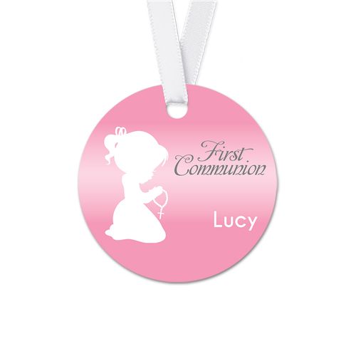 Personalized Round Child in Prayer Communion Favor Gift Tags (20 Pack)