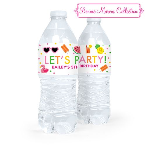Personalized Birthday Tropical Water Bottle Sticker Labels (5 Labels)
