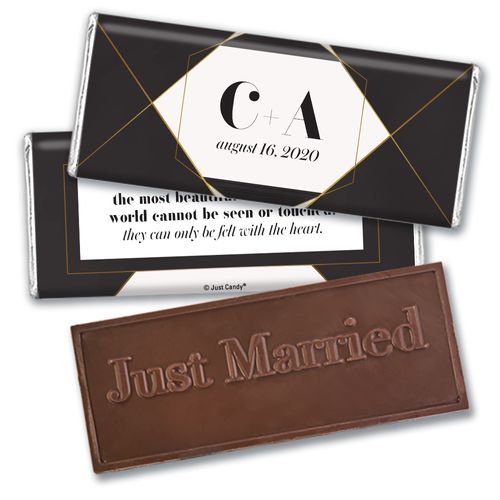 Personalized Wedding Elegant Geo Embossed Chocolate Bar & Wrapper