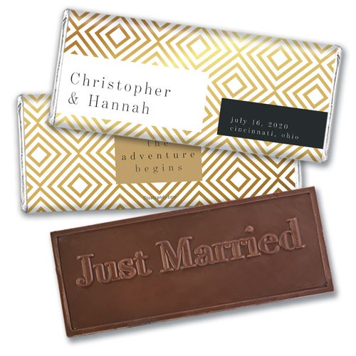 Personalized Wedding Love & Bliss Embossed Chocolate Bar & Wrapper
