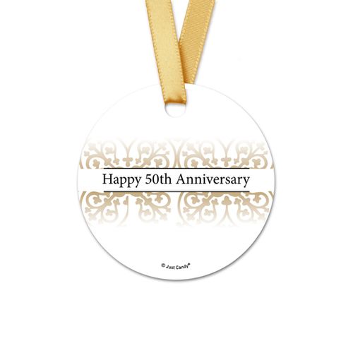 Personalized Round Gold Fleur de Lis Anniversary Favor Gift Tags (20 Pack)