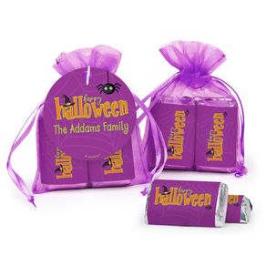 Personalized Halloween Spirit Hershey's Miniatures in Organza Bags with Gift Tag