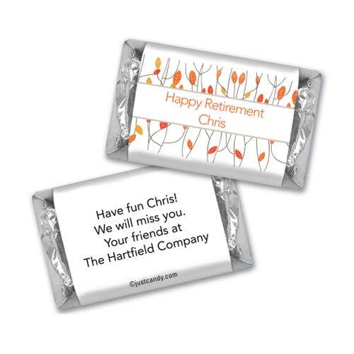 Retirement Personalized Hershey's Miniatures Wrappers Watercolor Leaves