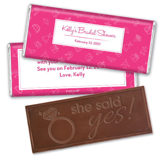 Bridal Shower Favors Personalized Pink Wedding Symbols Embossed ...