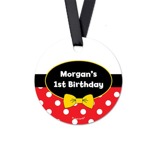 Personalized Round Mickey Mouse Birthday Favor Gift Tags (20 Pack)
