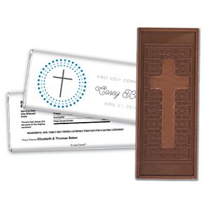 Communion Embossed Cross Chocolate Bar Circled Cross