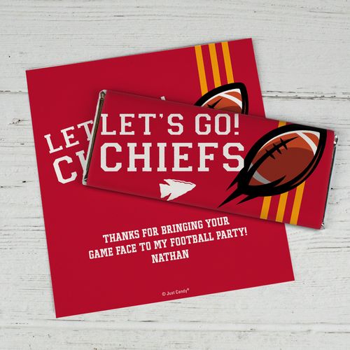 Personalized Chiefs Football Party Chocolate Bar Wrappers Only