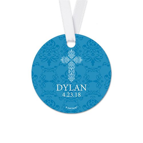 Personalized Round Elegant Cross Confirmation Favor Gift Tags (20 Pack)