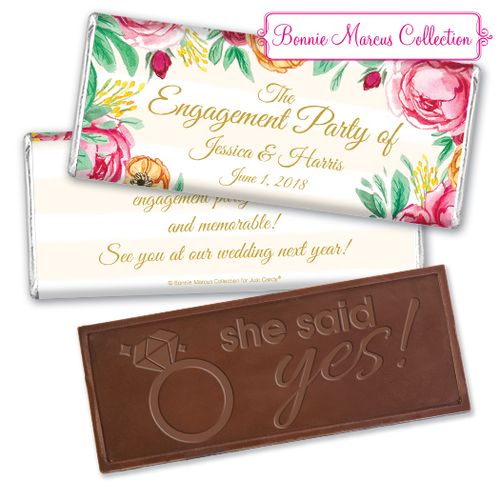 Personalized Bonnie Marcus Engagement Stripes Embossed Chocolate Bar & Wrapper