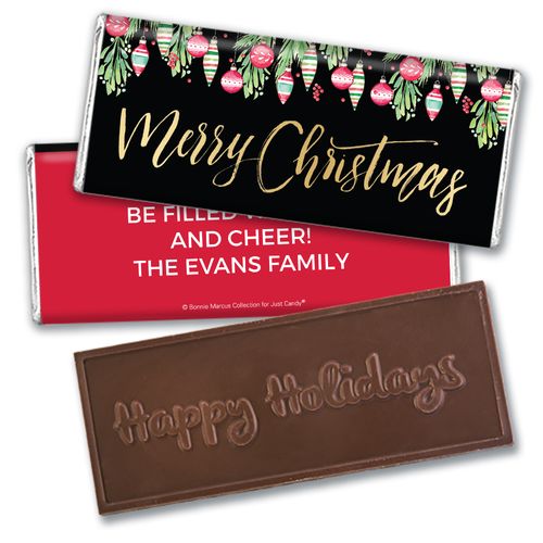 Personalized Bonnie Marcus Christmas Ornate Ornaments Embossed Chocolate Bar