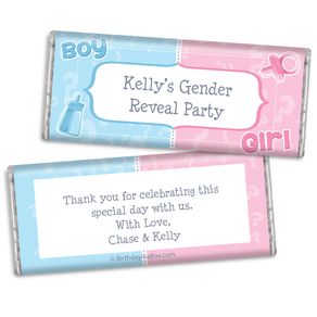Pick a Side Gender Reveal Personalized Chocolate Bar & Wrapper