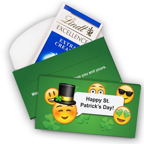 Deluxe Personalized St. Patrick's Day Emoji Lindt Chocolate Bar in Gift Box (3.5oz)