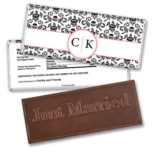 Wedding Favor Personalized Embossed Chocolate Bar Monogram Jacquard Pattern