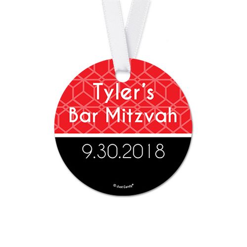 Personalized Round Pattern Bar Mitzvah Favor Gift Tags (20 Pack)