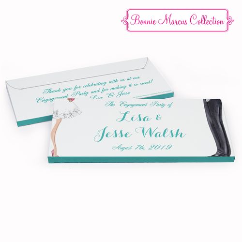 Deluxe Personalized Engagement Chic Couple Chocolate Bar in Gift Box