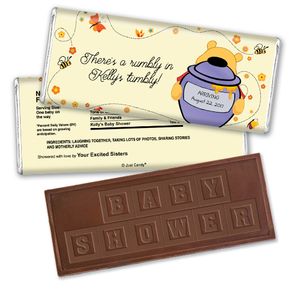 Baby Shower Personalized Embossed Chocolate Bar Honey Pooh