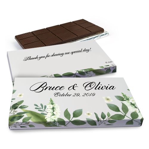 Deluxe Personalized Wedding Botanical Garden Chocolate Bar in Gift Box (3oz Bar)