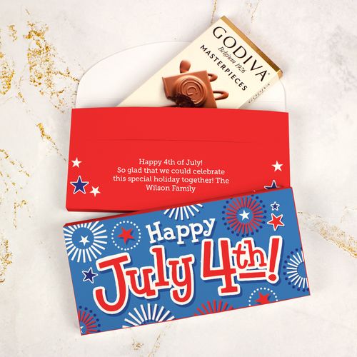 Personalized Bonnie Marcus Independence Day Fireworks Godiva Chocolate Bar in Gift Box