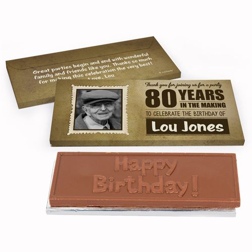 Deluxe Personalized Birthday 80th Chocolate Bar in Gift Box