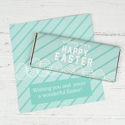 Personalized Easter Blue Easter Eggs Chocolate Bar Wrapper Only