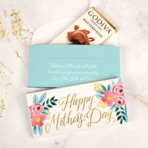 Personalized Bonnie Marcus Mother's Day Floral Godiva Chocolate Bar in Gift Box