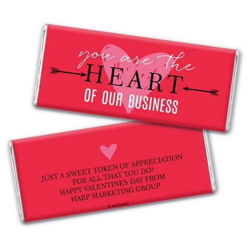 Personalized Valentine's Day Heart of Our Business Chocolate Bar and Wrapper