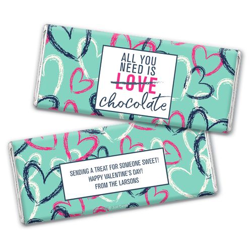 Personalized Valentine's Day All You Need is Chocolate Chocolate Bar and Wrapper