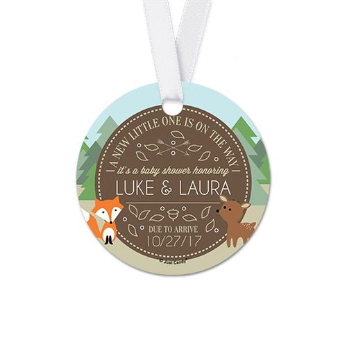 Personalized Round Forest Animals Baby Shower Favor Gift Tags (20 Pack)