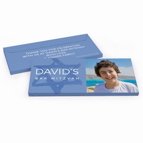 Deluxe Personalized Bar Mitzvah Star of David Chocolate Bar in Gift Box