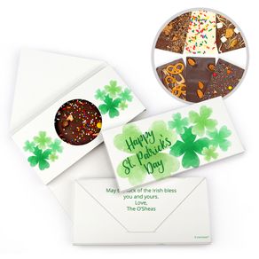 Personalized St. Patrick's Day Watercolor Clovers Gourmet Infused Belgian Chocolate Bars (3.5oz)
