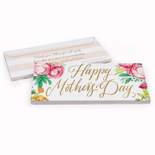 Deluxe Personalized Mother's Day Pink Flowers Candy Bar Favor Box