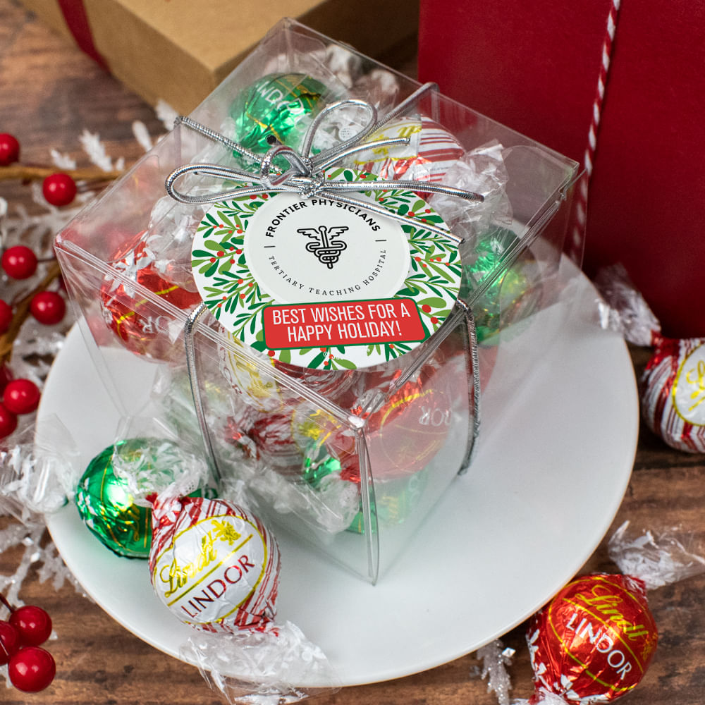 Personalized Christmas Holiday Wreath with Logo Lindor Truffles by