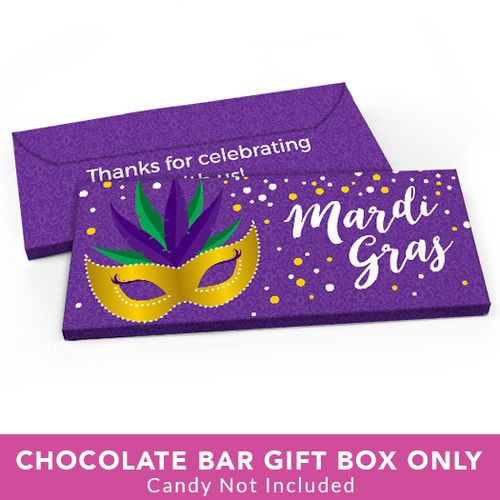Deluxe Personalized Mardi Gras Big Easy Candy Bar Favor Box
