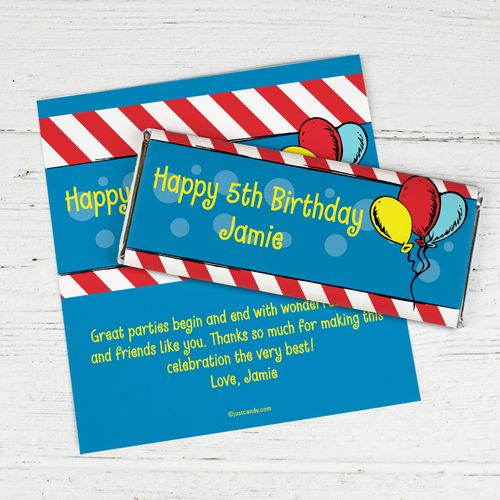 Birthday Personalized Chocolate Bar Wrappers Seuss's Carnival