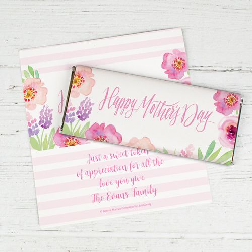 Bonnie Marcus Collection Mother's Day Personalized Chocolate Bar Wrappers Chocolate & Wrapper Floral Embrace Mother's Day Favors