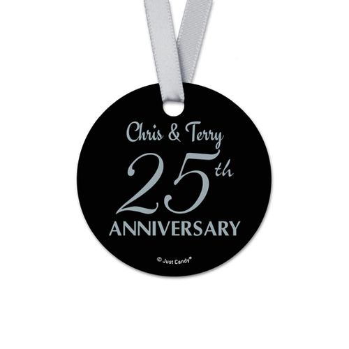 Personalized Round 25th Anniversary Favor Gift Tags (20 Pack)