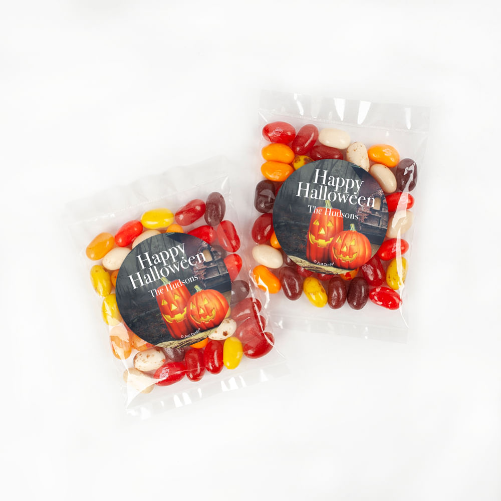 Personalized Halloween Ghostly Greetings Candy Bags with Jelly Belly ...