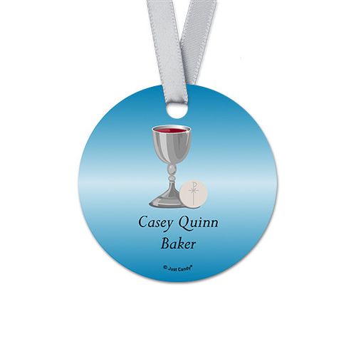 Personalized Round Host & Chalice Communion Favor Gift Tags (20 Pack)