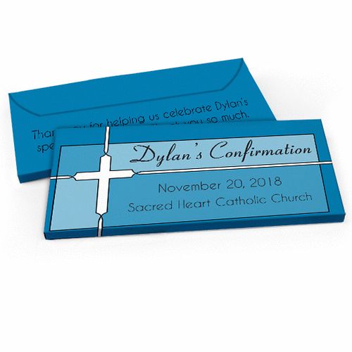 Deluxe Personalized Confirmation Stained Glass Candy Bar Favor Box