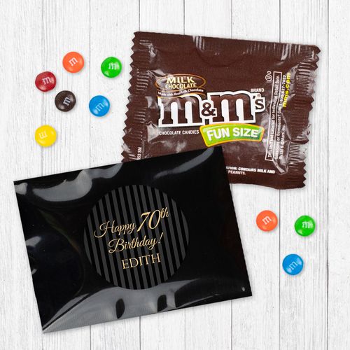 Personalized 70th Birthday Pinstripes Milk Chocolate M&Ms