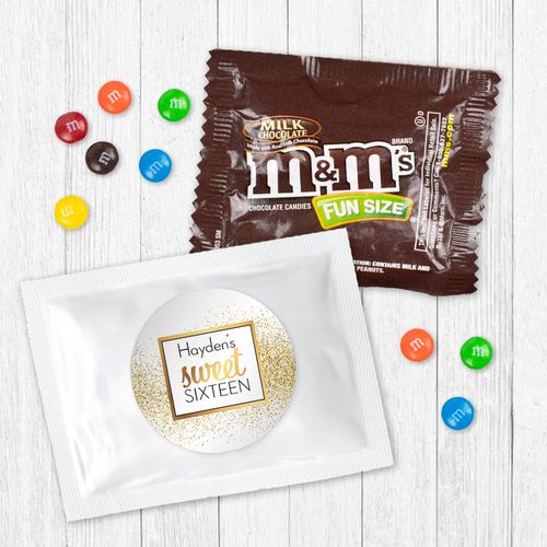 Personalized Sweet 16 Shower of Gold Milk Chocolate M&Ms