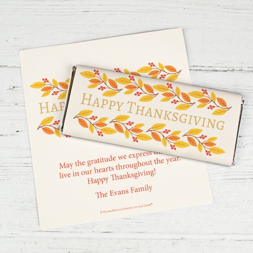 Personalized Bonnie Marcus Thanksgiving Giving Thanks Chocolate Bar Wrappers Only