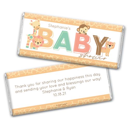 Baby Shower Personalized Chocolate Bar Safari Snuggles