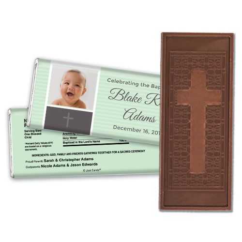 Baptism Personalized Embossed Cross Chocolate Bar Photo & Cross