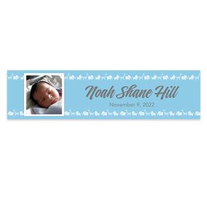 Personalized Baby Boy Announcements Animal Parade 5 Ft. Banner