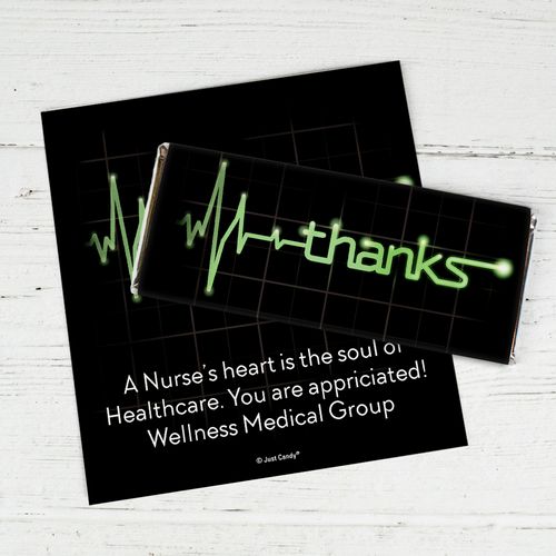 Nurse Appreciation Personalized Chocolate Bar Wrappers Heartbeat of Thanks