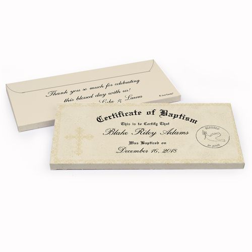 Deluxe Personalized Baptism Certificate Chocolate Bar in Gift Box