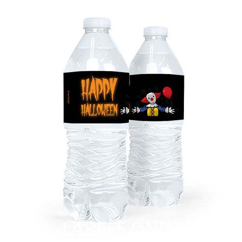 Personalized Halloween Creepy Clown Water Bottle Labels (5 Labels)